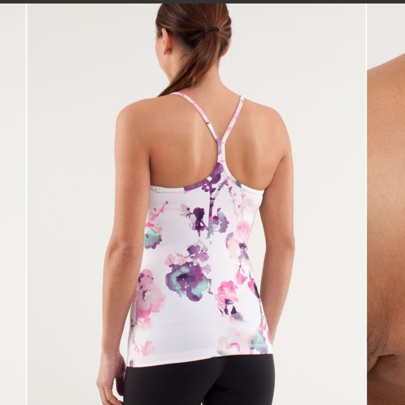 Lululemon Womens Tank Top Power Y Built In Shelf Bra Racerback Blurred Blossom 4 - Picture 3 of 16
